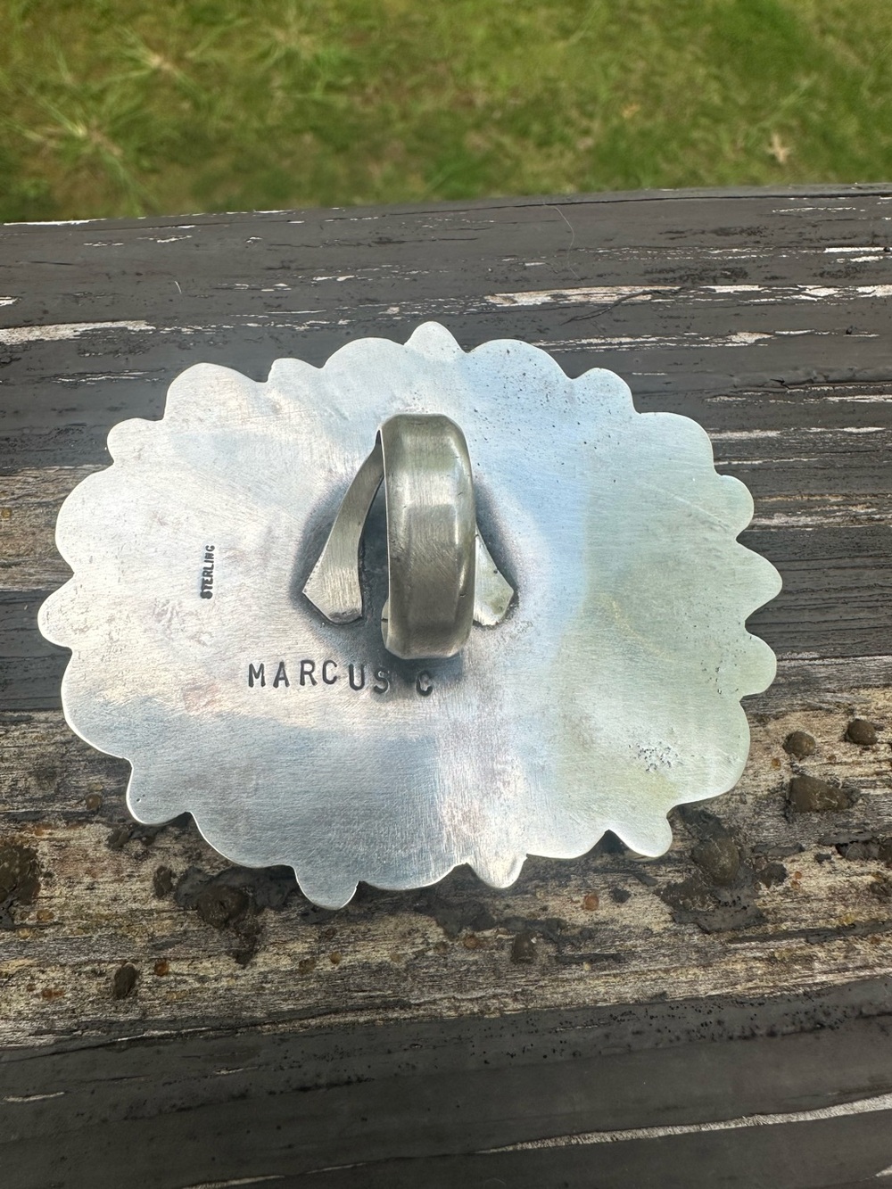 Navajo ✨ Marcus Chavez Turquoise & Purple Spiny XL adjustable Ring - Picture 4 of 5